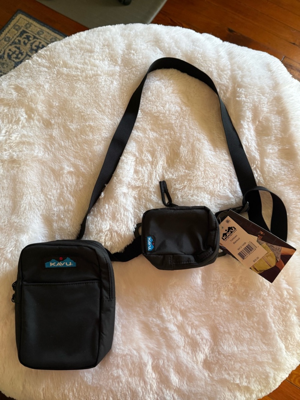 Kavu Black Dual-Pouch Crossbody Belt Bag